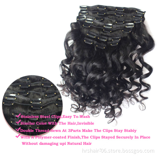 Loose Wave Clip In Human Hair 8A Curly Virgin Brazilian Remy Hair clip in hair extension